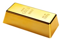 Gold bar isolated with clipping path